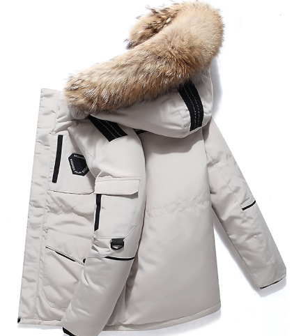 Men's insulated parka with faux hood