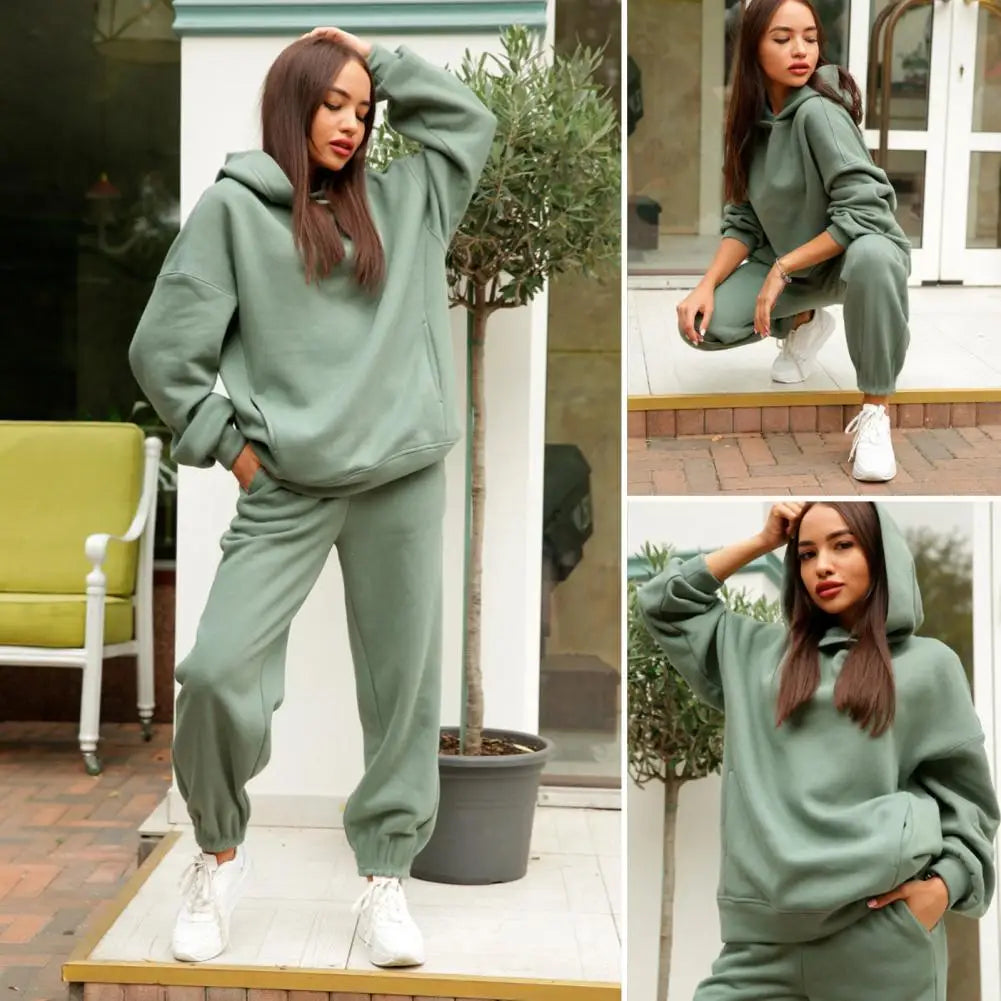 Women's casual hooded sweatshirt and jogging pants set