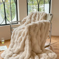 Faux Rabbit Fur Ribbed Throw Blanket