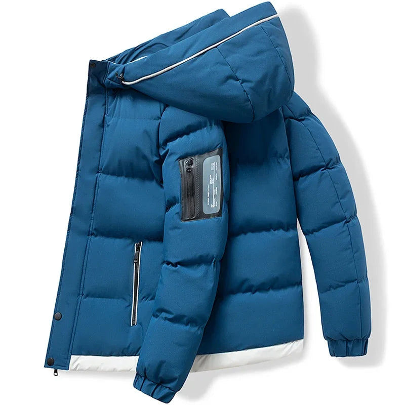 Henry Hooded Quilted Puffer Jacket | Multi-Pocket Snap Front Jacket