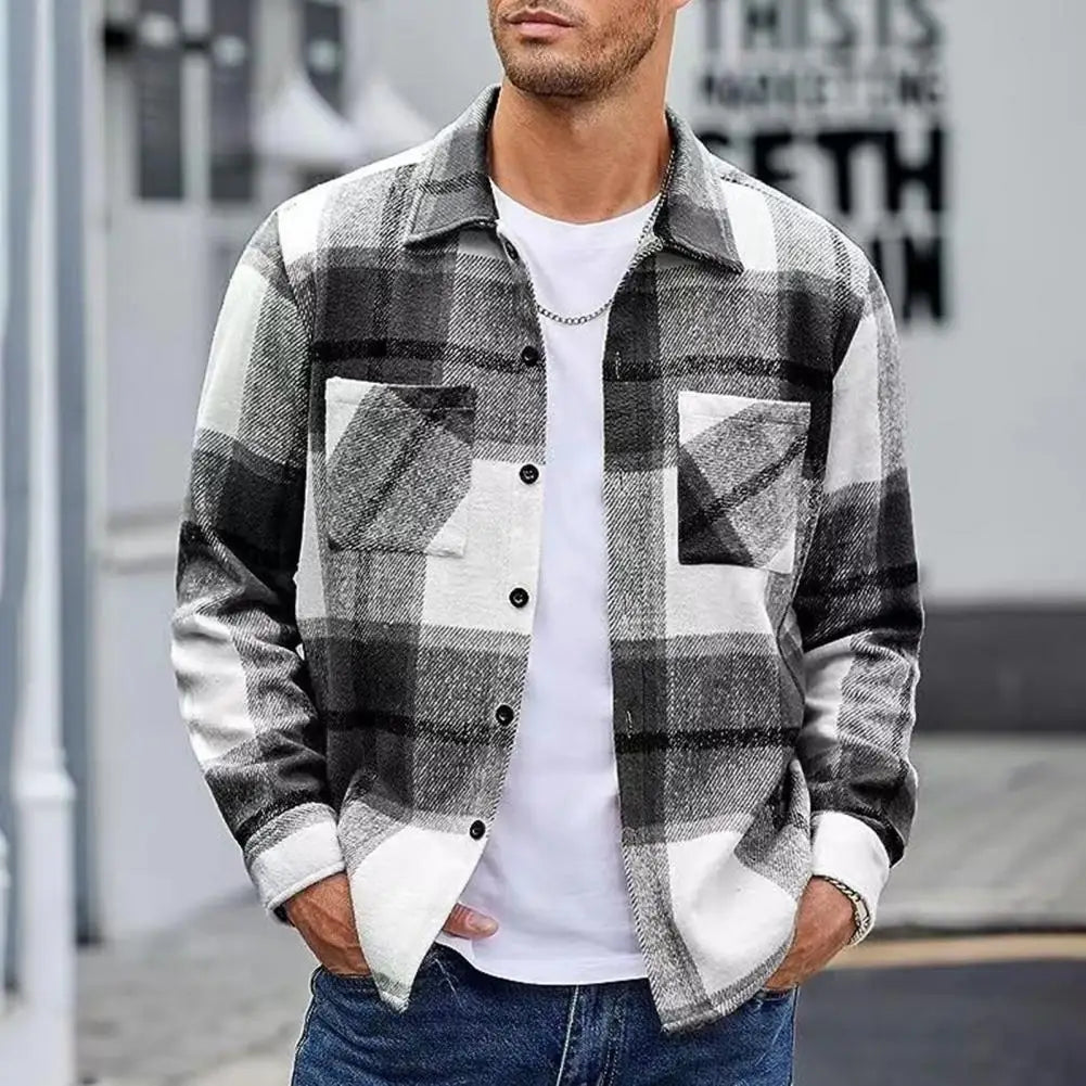 Men's casual plaid overshirt