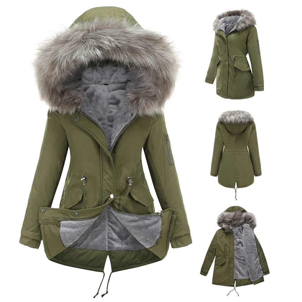 Women's winter parka coat with hood