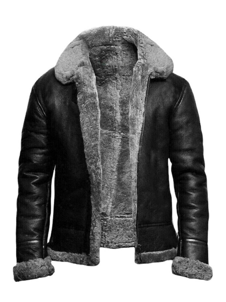 Men's faux shearling aviator jacket