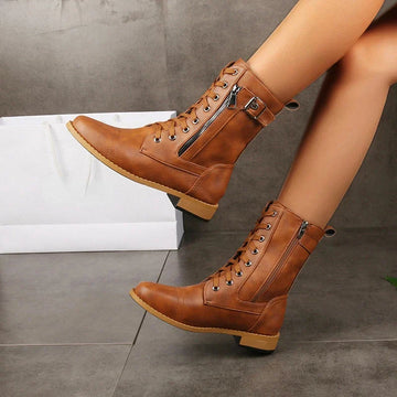Grace | Combat Boots with Buckle Accents