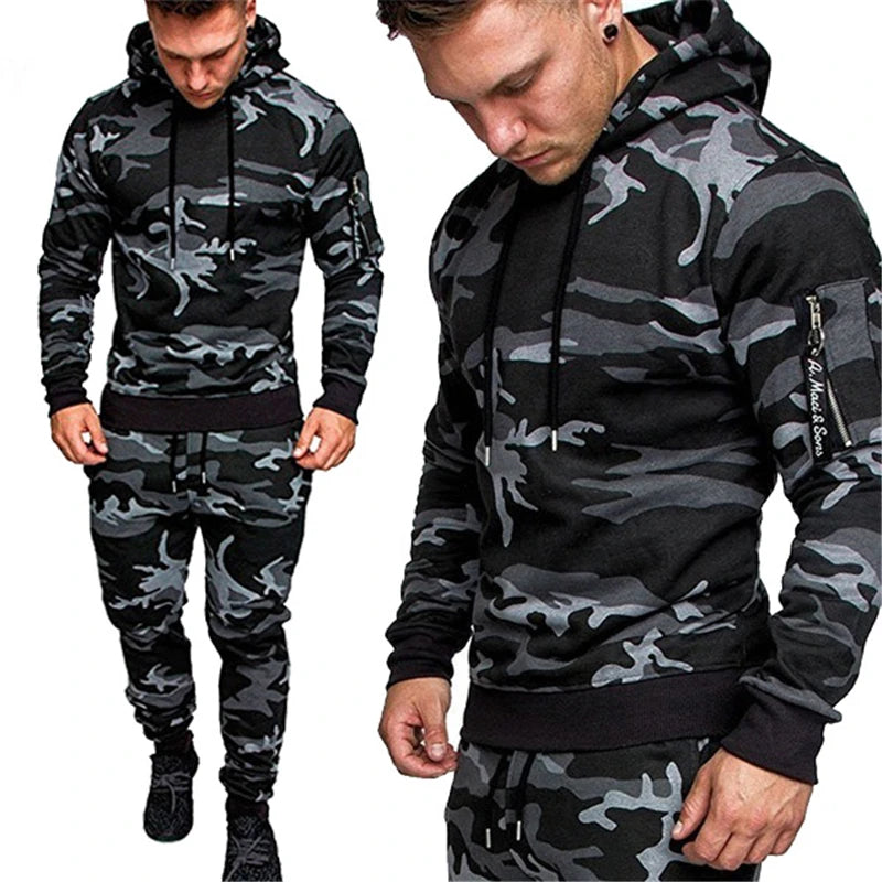 Men's tactical hoodie and trousers sportswear set