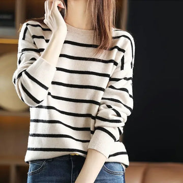 Women's striped knit sweater for effortless chic