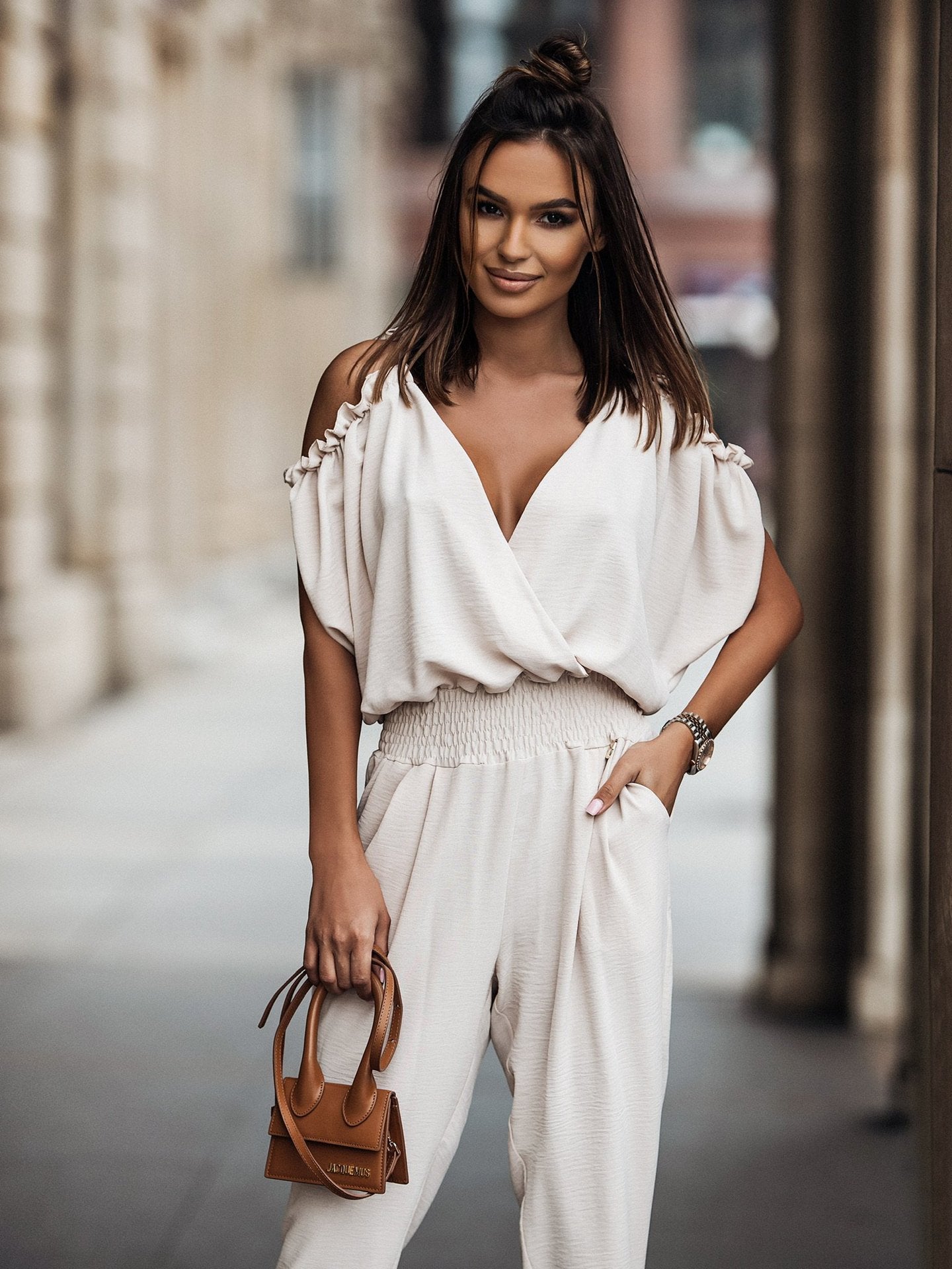 Women's cold-shoulder jumpsuit