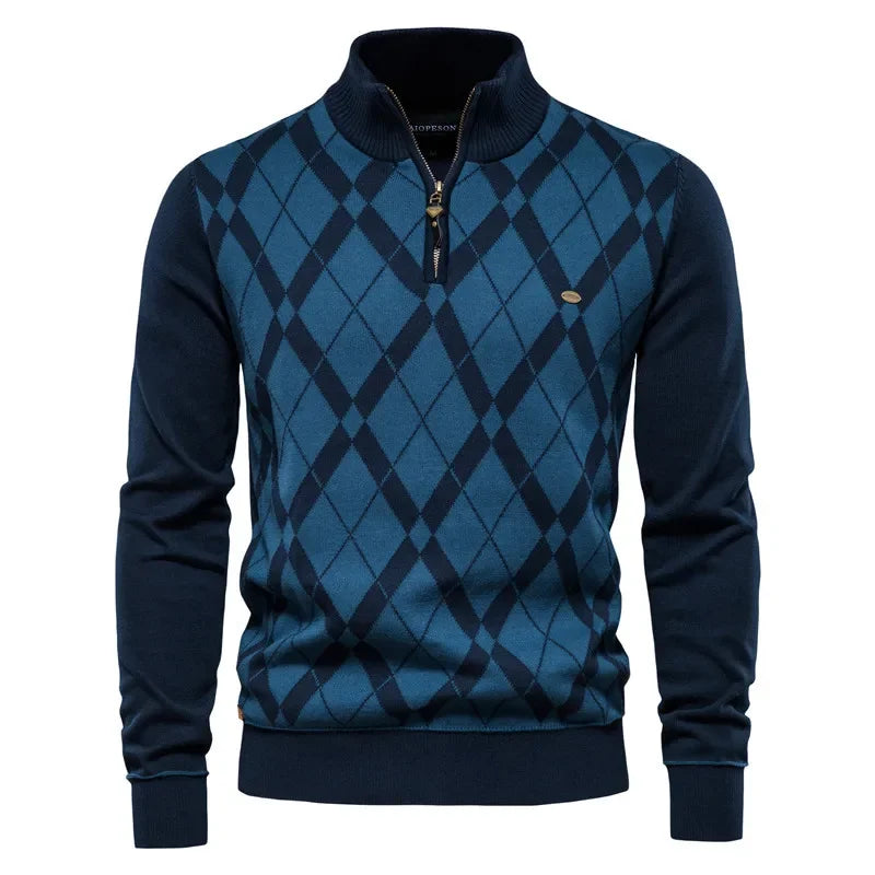 Men's argyle quarter-zip sweater