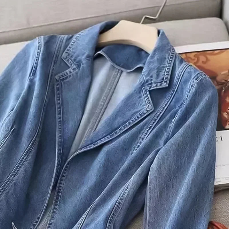 Women's classic denim blazer for casual chic