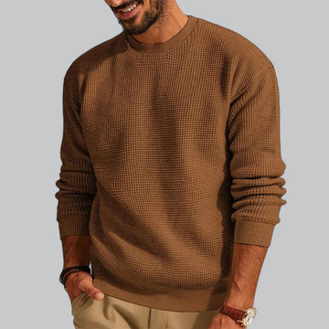 Stylish loose fit men’s crew neck pullover knitted sweater