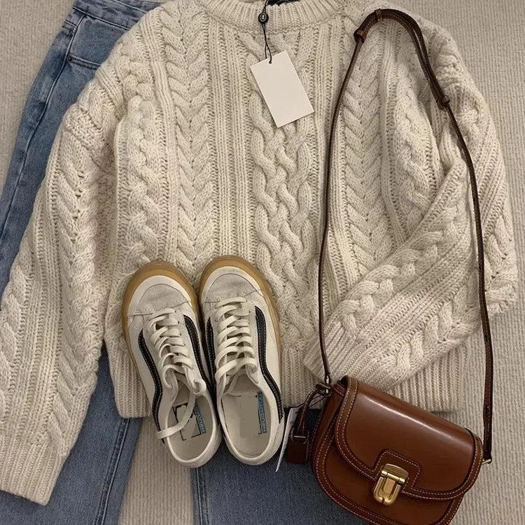 Women's cable knit sweater for cozy warmth