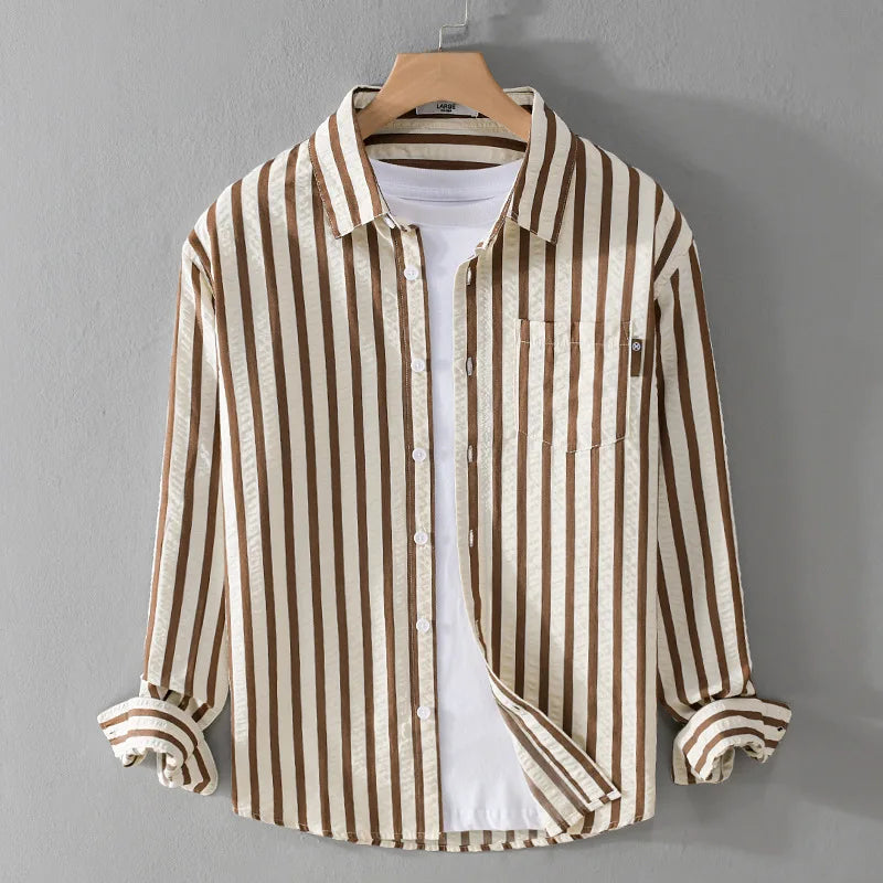 Men's striped casual button-down shirt for effortless style