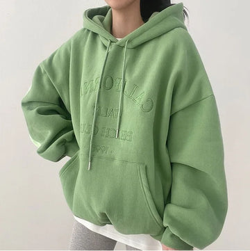 Women's dropped shoulder oversized sweater with hood