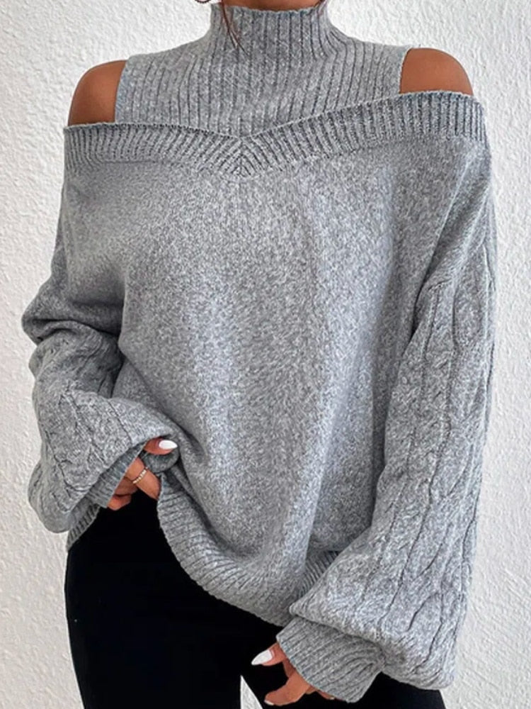 Women's chic cold shoulder sweater