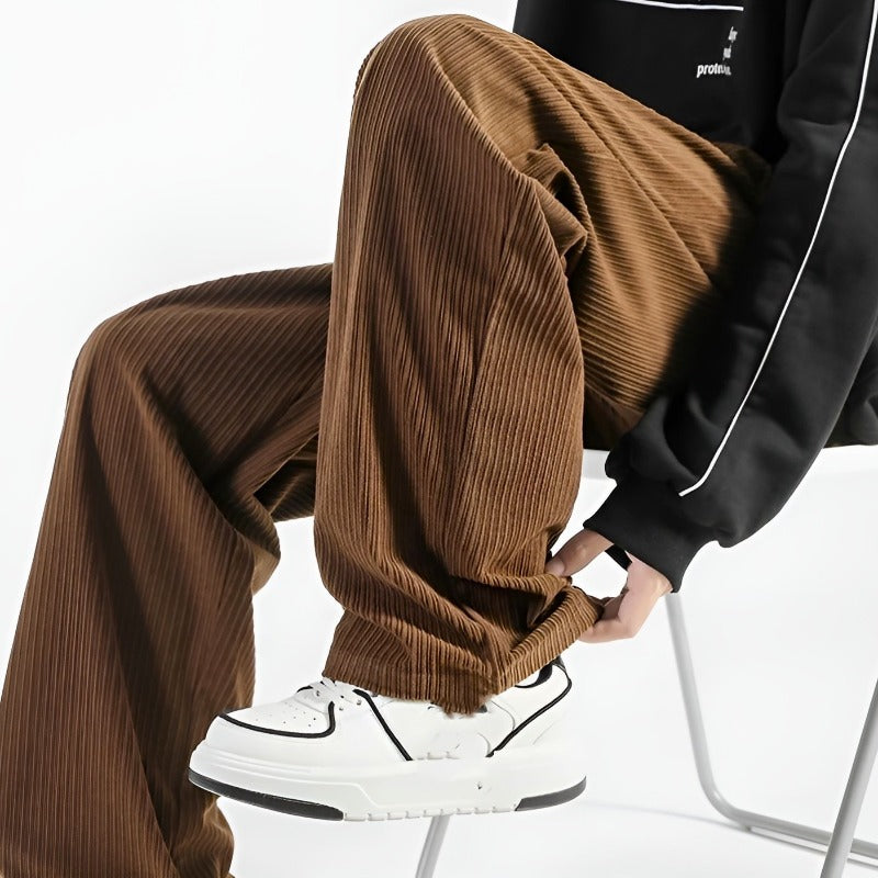 Jack Relaxed Fit Pants | Drawstring Waist Ribbed Pants