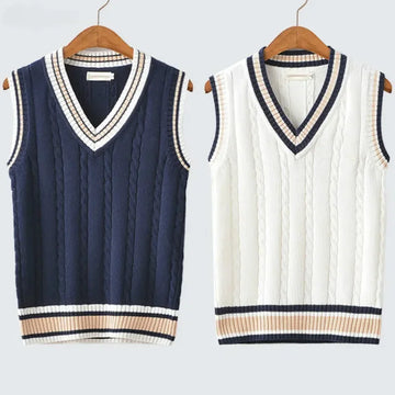 Men's v-neck sleeveless cable knit sweater vest