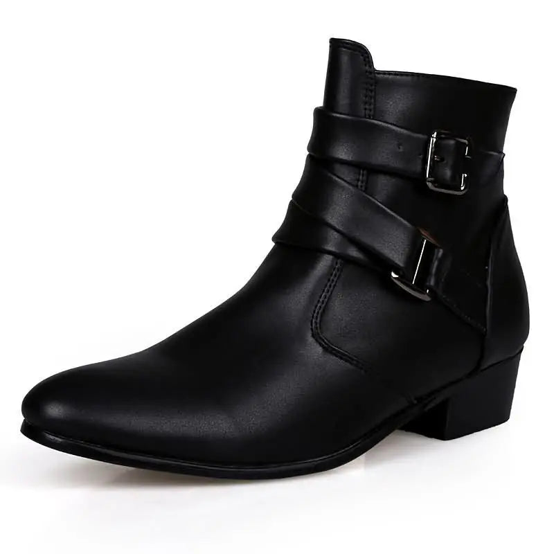 Men's ankle boots with buckle straps in classic style