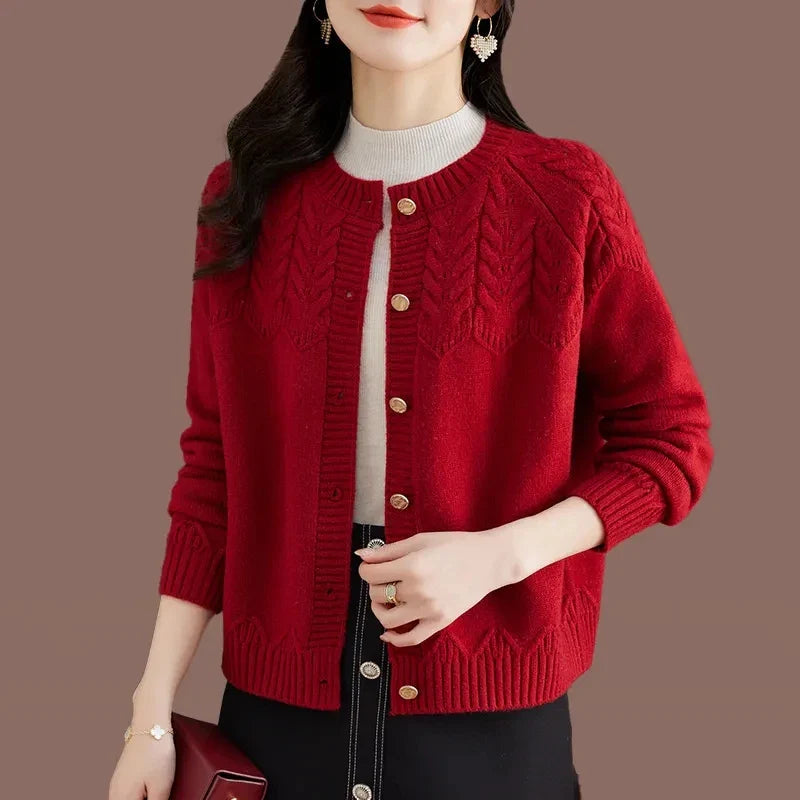 Women’s Cardigan Sweater – Wool Blend – Relaxed Fit – Button Front – Vintage Knit