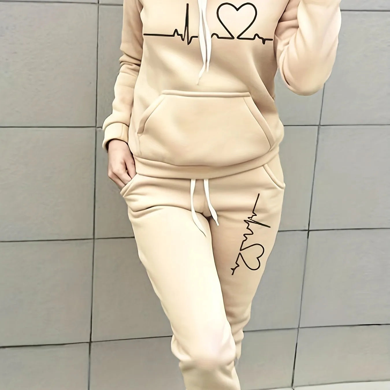 Women's autumn winter round collar sweater and pants set