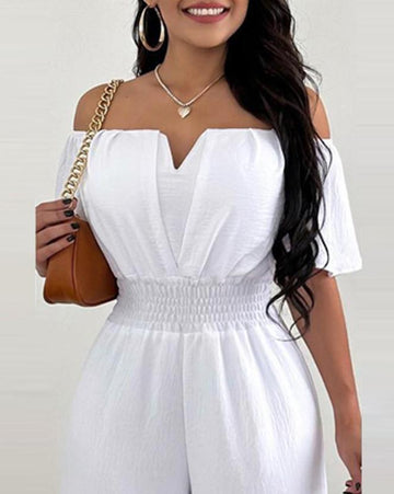 Women's off-shoulder wide-leg jumpsuit