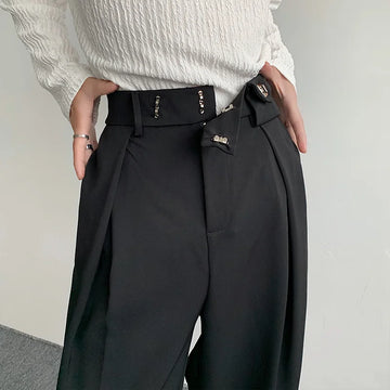 Men's wide-leg high-waisted trousers