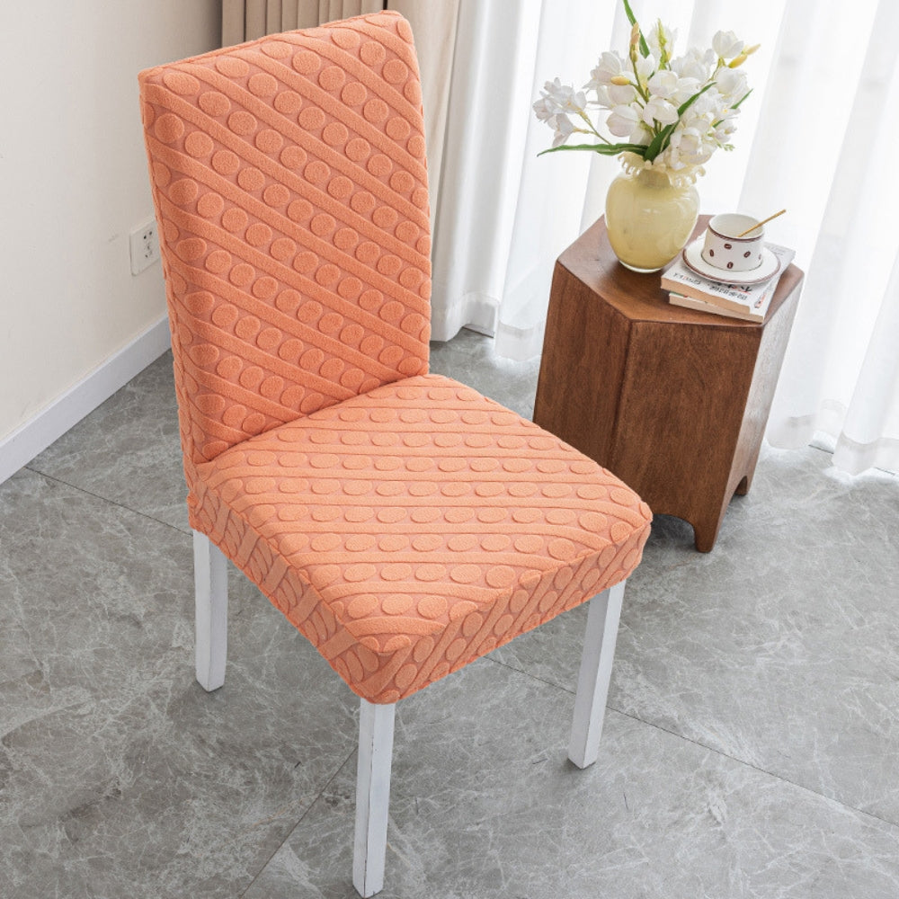Form-Fitting Textured Knit Ruffled Dining Chair Cover