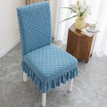 Form-Fitting Textured Knit Ruffled Dining Chair Cover