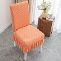 Form-Fitting Textured Knit Ruffled Dining Chair Cover