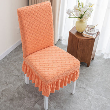 Form-Fitting Textured Knit Ruffled Dining Chair Cover