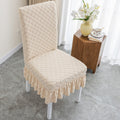 Form-Fitting Textured Knit Ruffled Dining Chair Cover