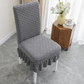 Form-Fitting Textured Knit Ruffled Dining Chair Cover