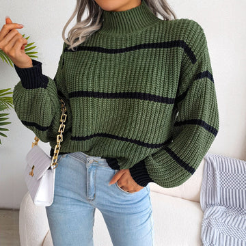 Women's casual striped knit sweater