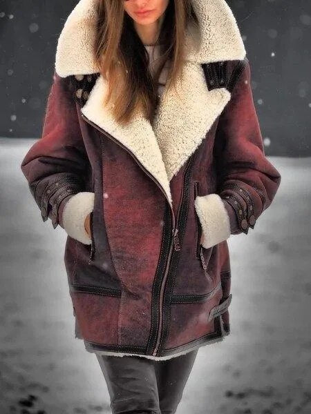 Women's shearling aviator jacket for winter warmth