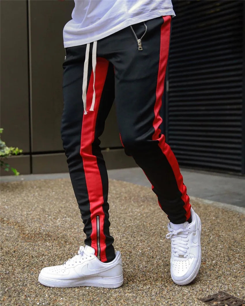 Men's slim fit joggers with side stripes