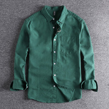 Men's long sleeved basic simple pocket shirt