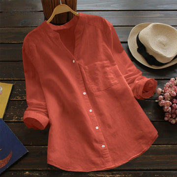 Women's casual button-down linen shirt