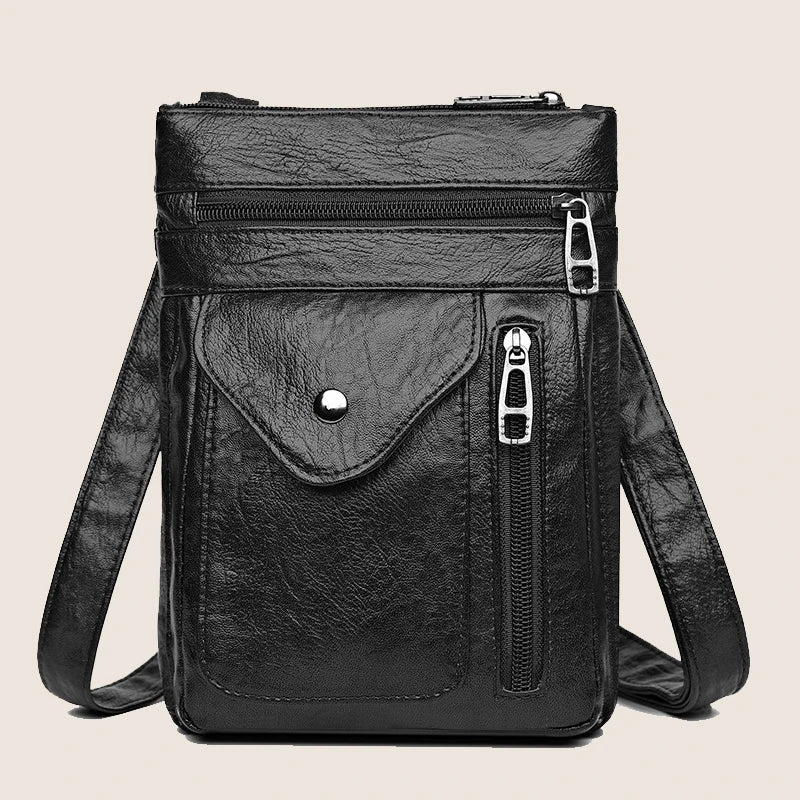 Isabella Faux Leather Structured Crossbody Bag | Multiple Pockets Crossbody Bag