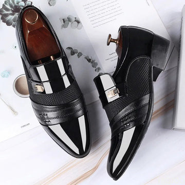 Men's slip-on dress shoes with mesh panels