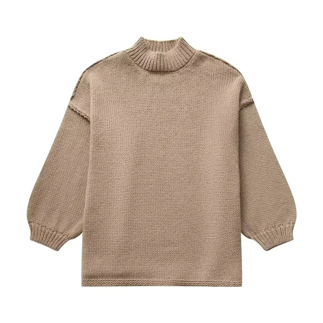 Women's cozy balloon sleeve sweater