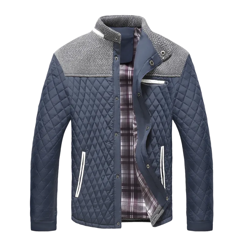 Men's winter quilted jacket with contrast panels