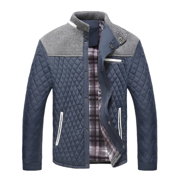 Men's winter quilted jacket with contrast panels