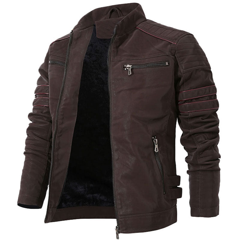 Men's motorcycle jacket with zipper details