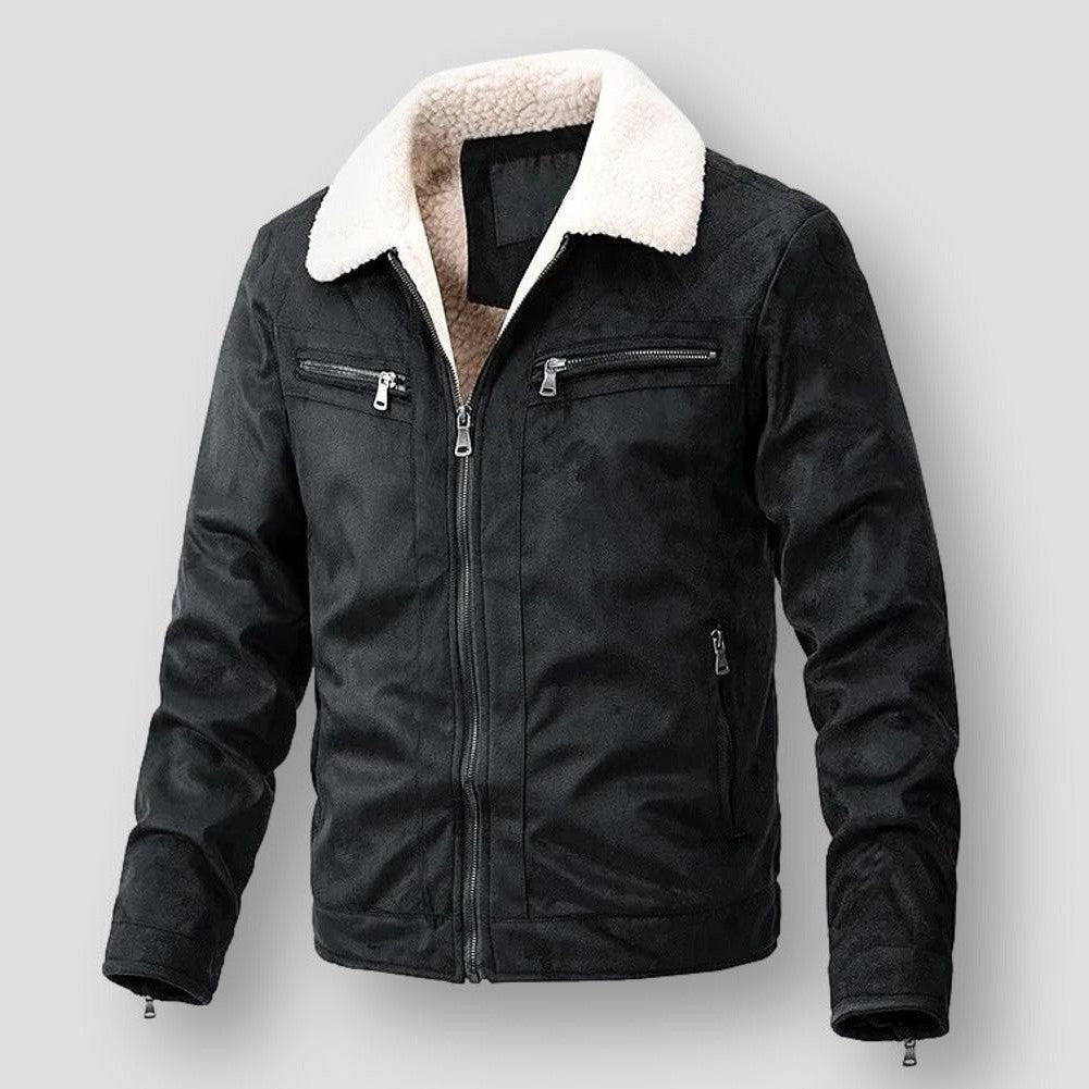 Men's sherpa-lined winter jacket for extra warmth