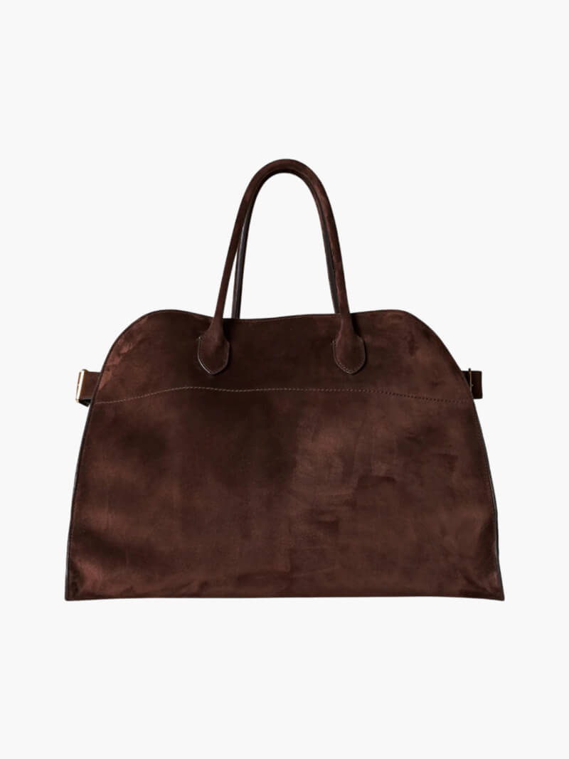 Sage | Suede Tote Bag with Buckle Accents
