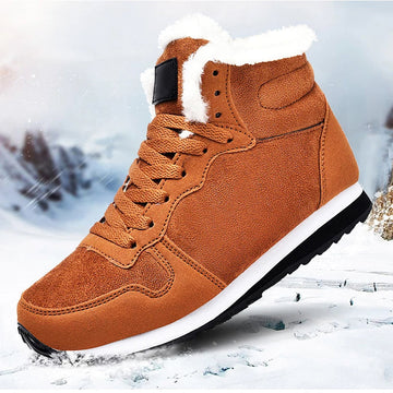 Women's winter warm high-top sneakers with plush lining