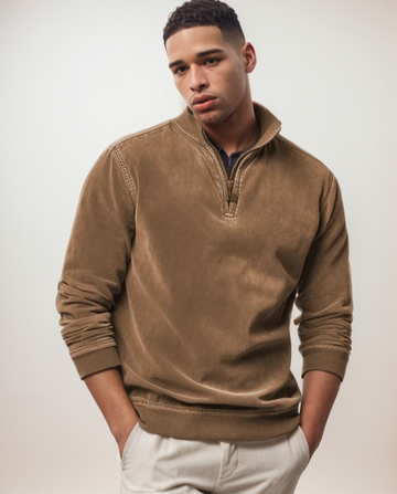 Men's ethnic style half-zipper sweatshirt