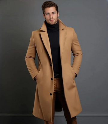 Warm notch lapel trench coat for men