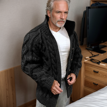 Men's chunky cable knit cardigan