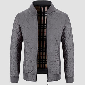 Men’s Quilted Jacket – Diamond Pattern – Ribbed Trim – Regular Fit