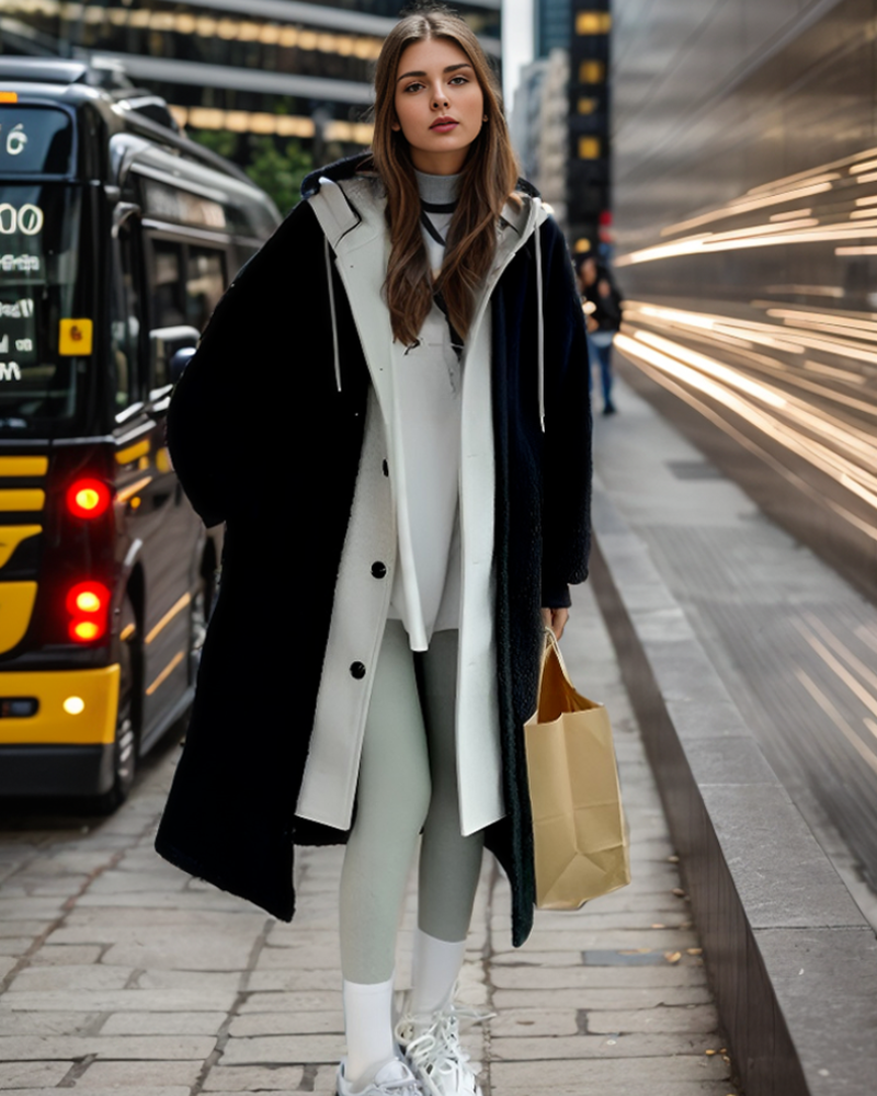 Women's dual-tone long coat